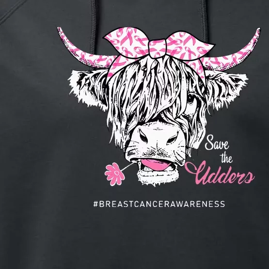 Save The Udders Heifer Cow Breast Cancer Awareness Day Performance Fleece Hoodie