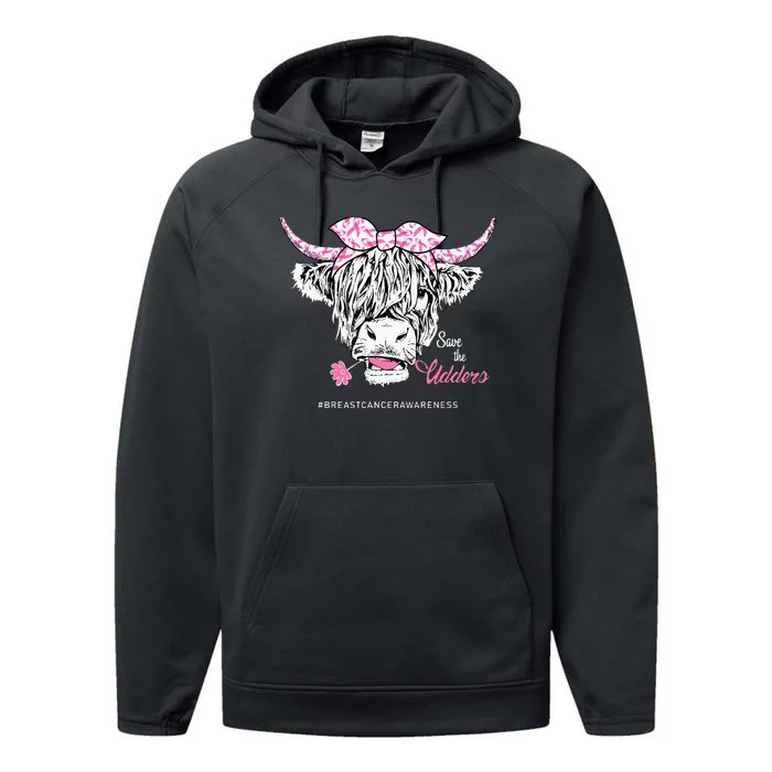 Save The Udders Heifer Cow Breast Cancer Awareness Day Performance Fleece Hoodie