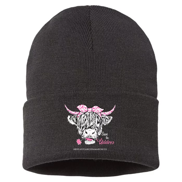 Save The Udders Heifer Cow Breast Cancer Awareness Day Sustainable Knit Beanie