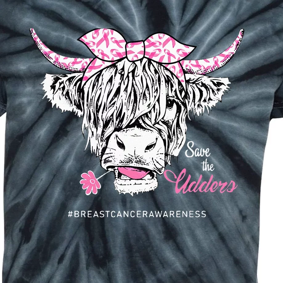 Save The Udders Heifer Cow Breast Cancer Awareness Day Kids Tie-Dye T-Shirt