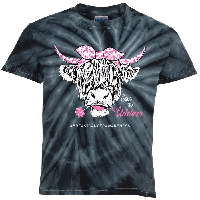 Save The Udders Heifer Cow Breast Cancer Awareness Day Kids Tie-Dye T-Shirt