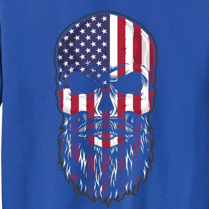 Skull Trucker Usa Flag Patriotic 4th July Skull Beard Gift Sweatshirt