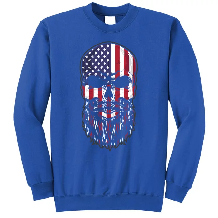 Skull Trucker Usa Flag Patriotic 4th July Skull Beard Gift Sweatshirt