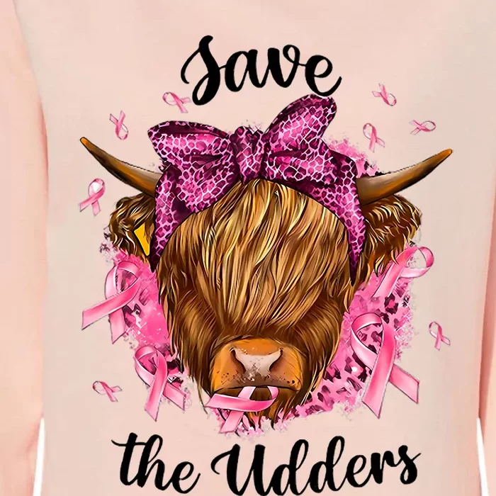 Save The Udders Breast Cancer Awareness Warrior Cow Support Womens California Wash Sweatshirt