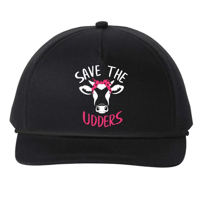 Save The Udders Breast Cancer Awareness Cow Snapback Five-Panel Rope Hat