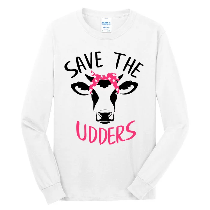 Save The Udders Breast Cancer Awareness Cow Tall Long Sleeve T-Shirt