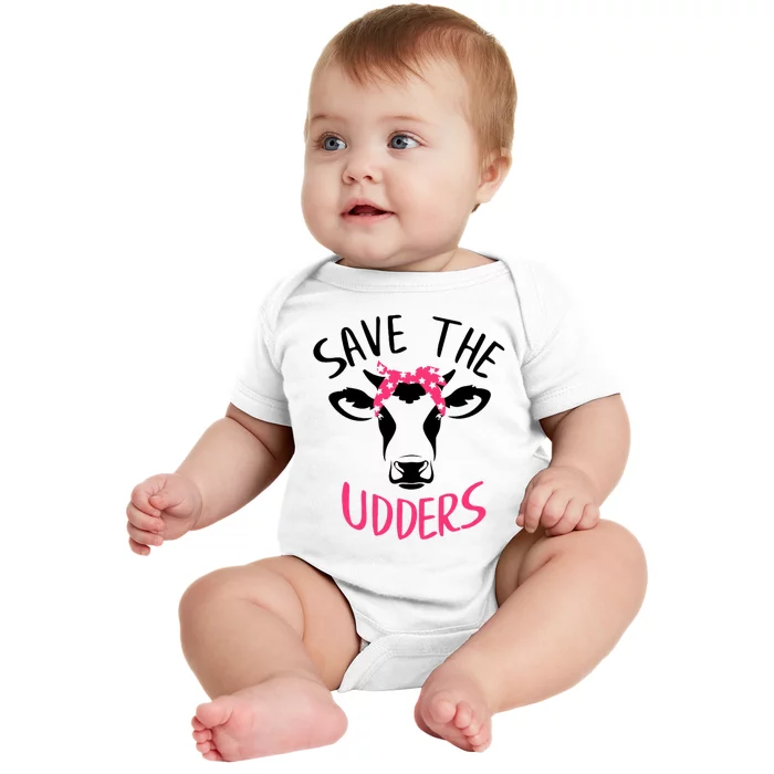 Save The Udders Breast Cancer Awareness Cow Baby Bodysuit