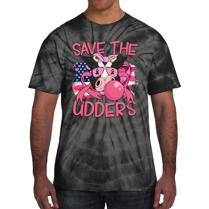 Save The Udders Breast Cancer Awareness Warrior Cow Tie-Dye T-Shirt