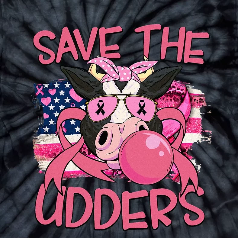 Save The Udders Breast Cancer Awareness Warrior Cow Tie-Dye T-Shirt