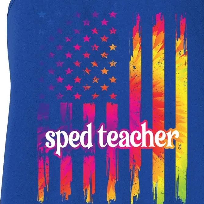 Sped Teacher Us Flag Special Education Teacher Gift Women's Racerback Tank