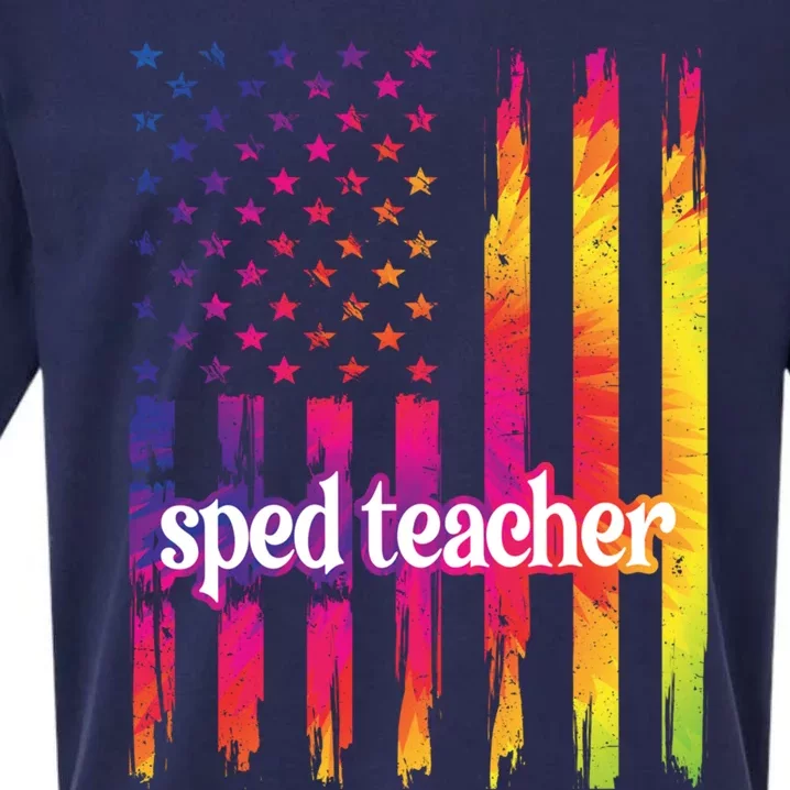 Sped Teacher Us Flag Special Education Teacher Gift Sueded Cloud Jersey T-Shirt