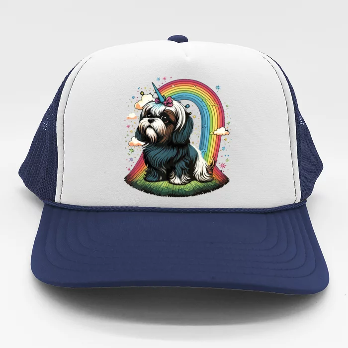 Shih Tzu Unicorn On Rainbow Unicorn Shih Tzu Trucker Hat