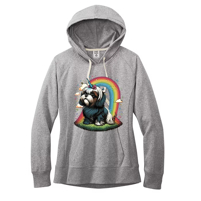 Shih Tzu Unicorn On Rainbow Unicorn Shih Tzu Women's Fleece Hoodie