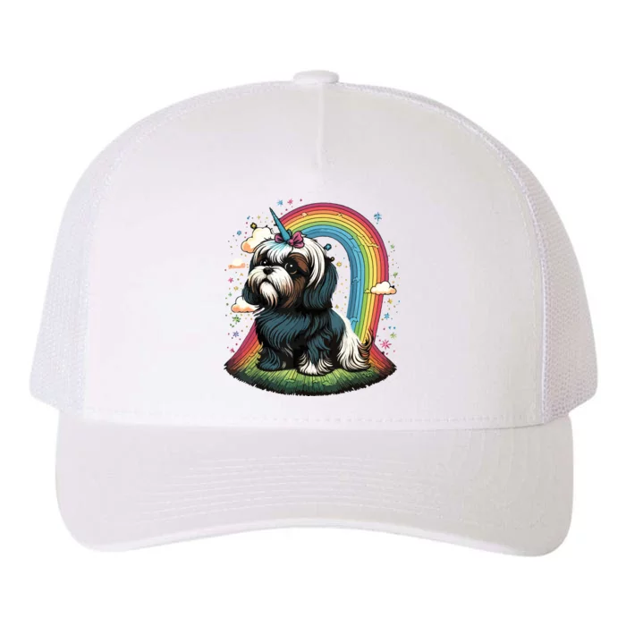 Shih Tzu Unicorn On Rainbow Unicorn Shih Tzu Yupoong Adult 5-Panel Trucker Hat