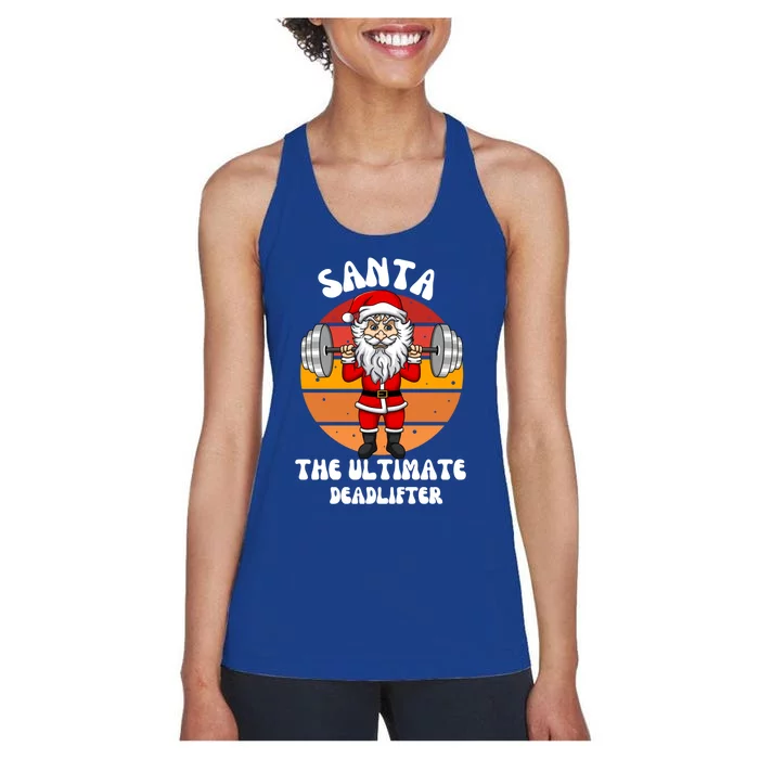 Santa The Ultimate Deadlifter Funny Vintage Gym Christian Cool Gift Women's Racerback Tank