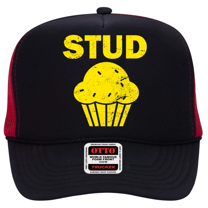 Stud Muffin Funny Retro High Crown Mesh Trucker Hat