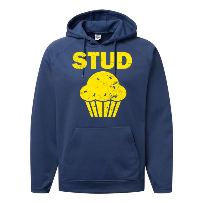 Stud Muffin Funny Retro Performance Fleece Hoodie