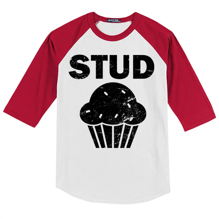 Stud Muffin Funny Retro Kids Colorblock Raglan Jersey