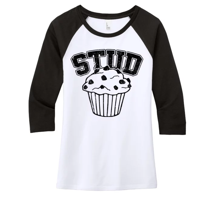 Stud Muffin Retro Women's Tri-Blend 3/4-Sleeve Raglan Shirt