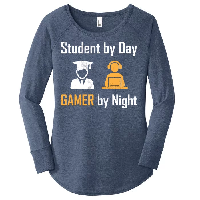 Student By Day Gamer By Night Women's Perfect Tri Tunic Long Sleeve Shirt