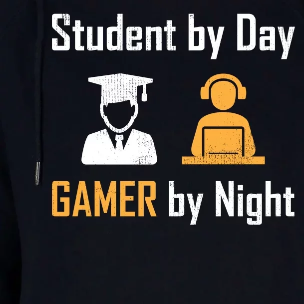 Student By Day Gamer By Night Womens Funnel Neck Pullover Hood