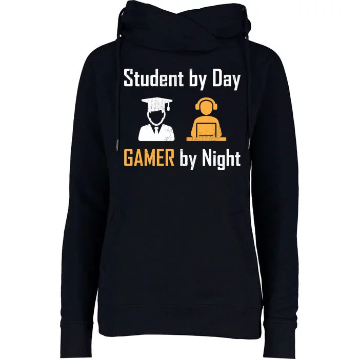 Student By Day Gamer By Night Womens Funnel Neck Pullover Hood