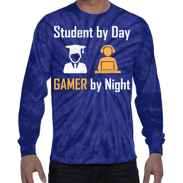 Student By Day Gamer By Night Tie-Dye Long Sleeve Shirt