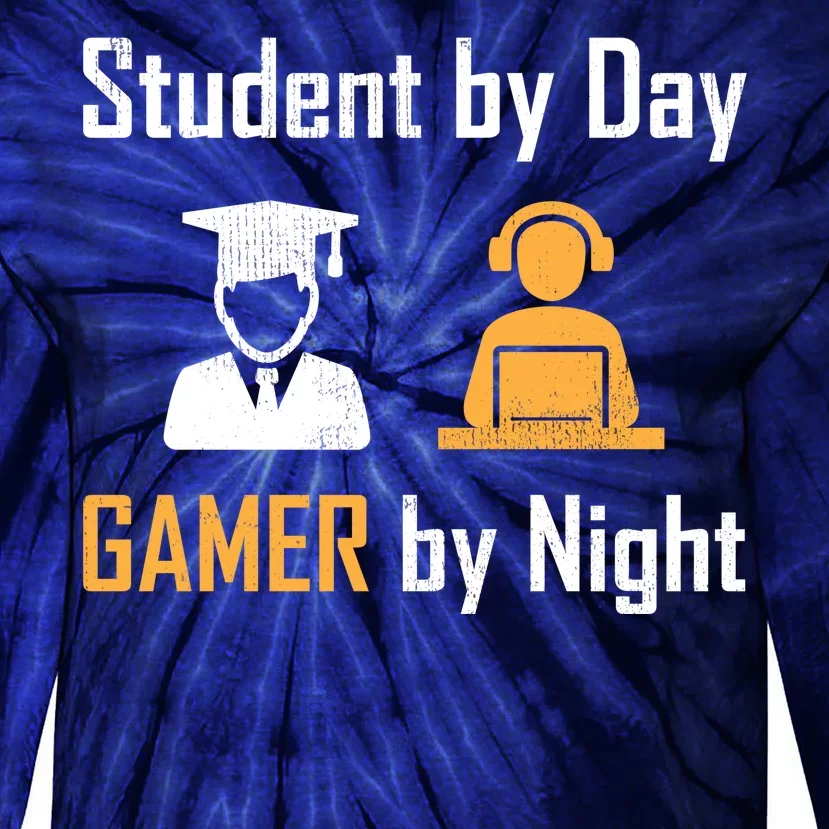 Student By Day Gamer By Night Tie-Dye Long Sleeve Shirt