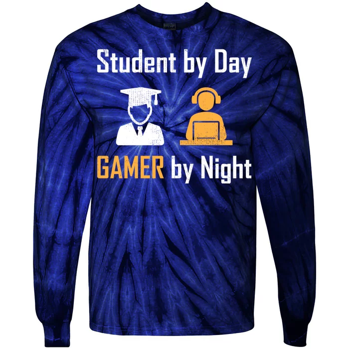 Student By Day Gamer By Night Tie-Dye Long Sleeve Shirt