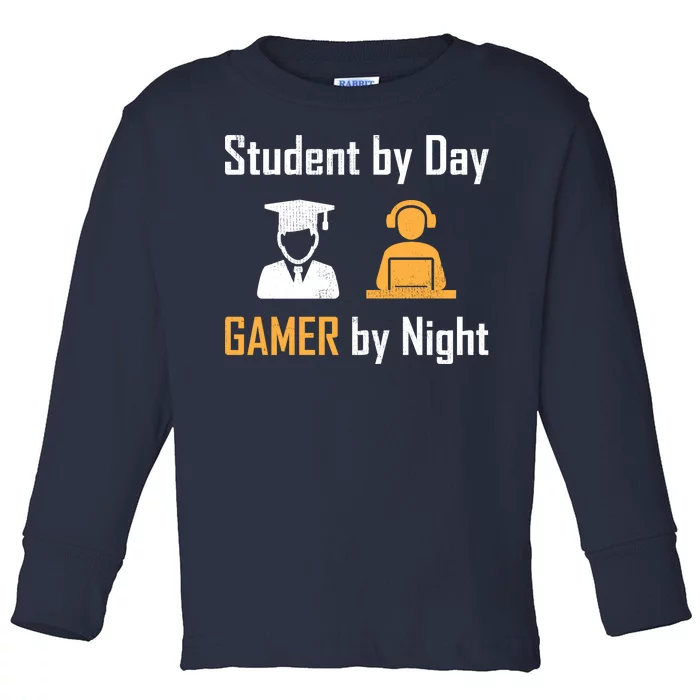 Student By Day Gamer By Night Toddler Long Sleeve Shirt