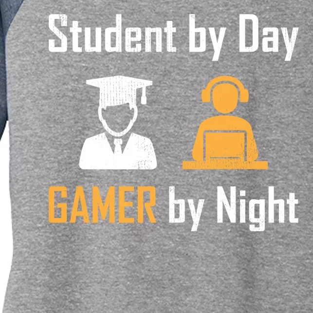 Student By Day Gamer By Night Women's Tri-Blend 3/4-Sleeve Raglan Shirt