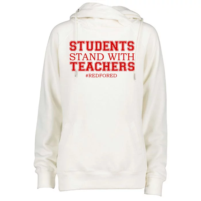 Students Stand With Teachers #RedForEd Womens Funnel Neck Pullover Hood