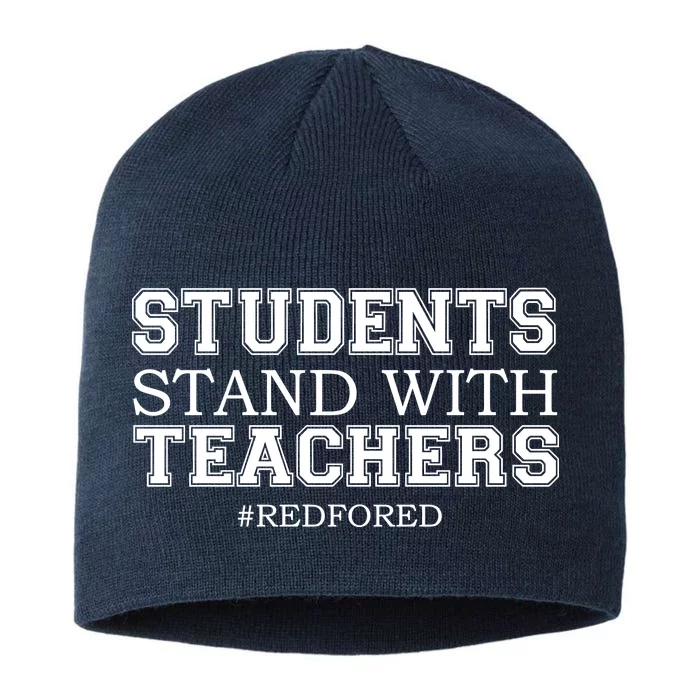 Students Stand With Teachers #RedForEd 8 1/2in Sustainable Knit Beanie