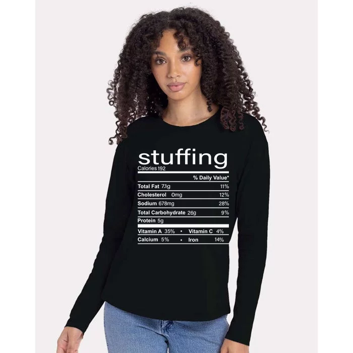 Stuffing Nutritional Facts Funny Thanksgiving Womens Cotton Relaxed Long Sleeve T-Shirt