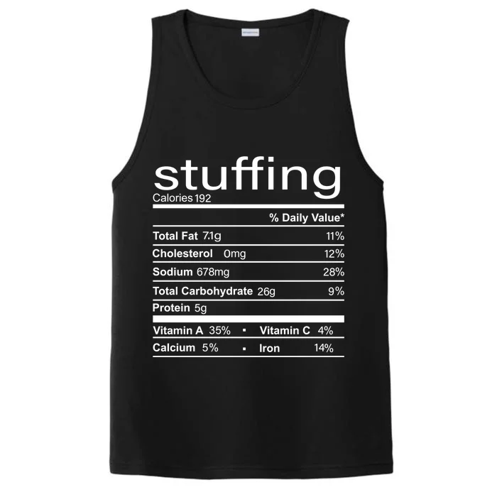 Stuffing Nutritional Facts Funny Thanksgiving Performance Tank