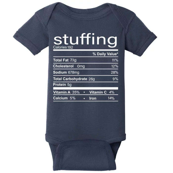 Stuffing Nutritional Facts Funny Thanksgiving Baby Bodysuit