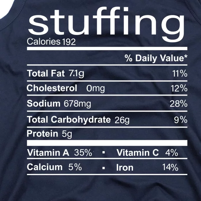 Stuffing Nutritional Facts Funny Thanksgiving Tank Top