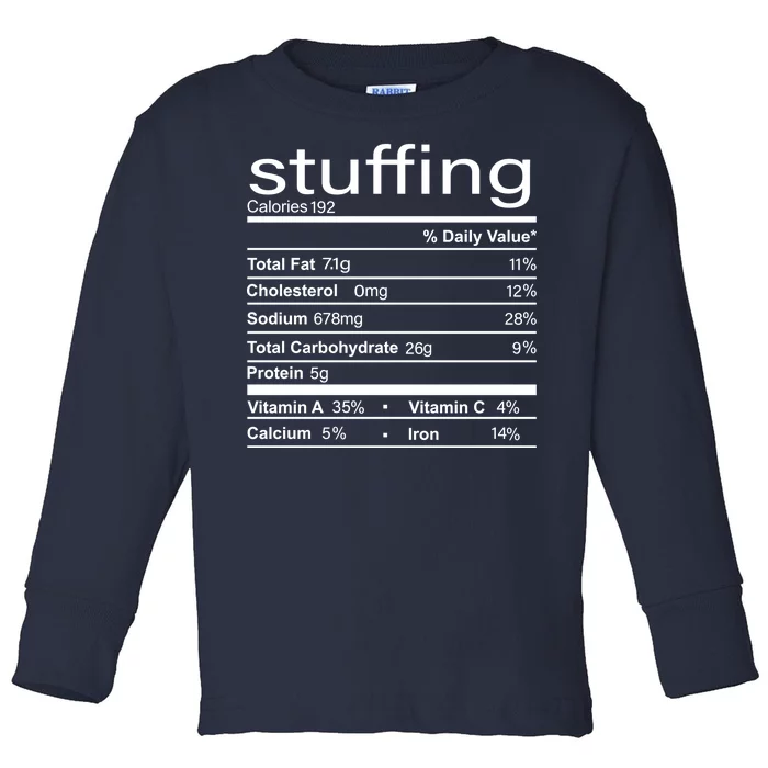 Stuffing Nutritional Facts Funny Thanksgiving Toddler Long Sleeve Shirt