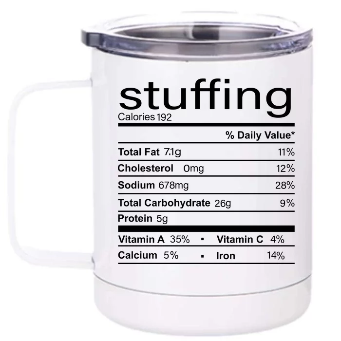 Stuffing Nutritional Facts Funny Thanksgiving Front & Back 12oz Stainless Steel Tumbler Cup