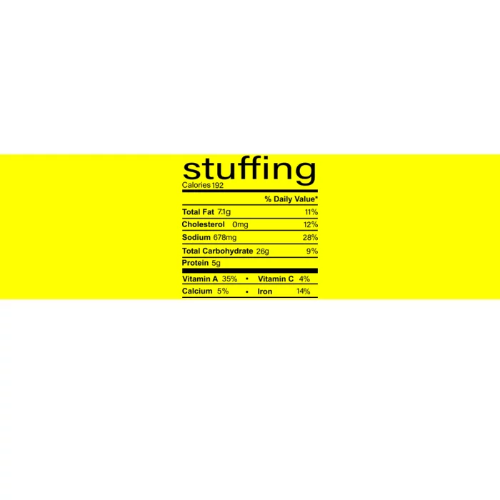 Stuffing Nutritional Facts Funny Thanksgiving Bumper Sticker