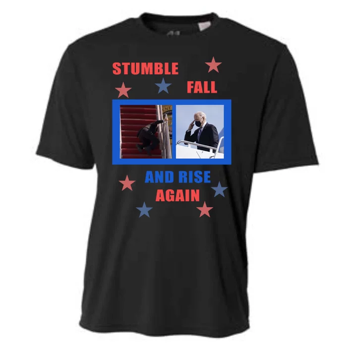 Stumble Fall And Rise Again Funny Biden Meme Cooling Performance Crew T-Shirt