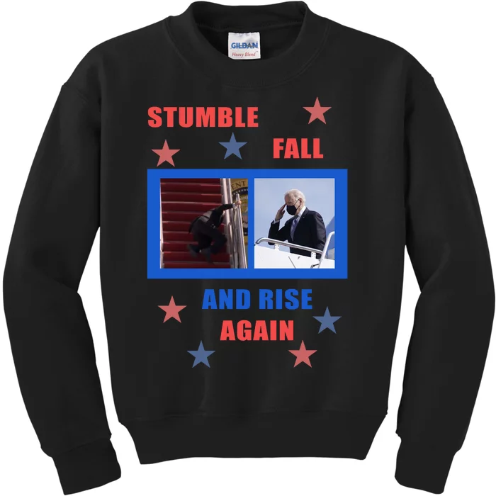 Stumble Fall And Rise Again Funny Biden Meme Kids Sweatshirt