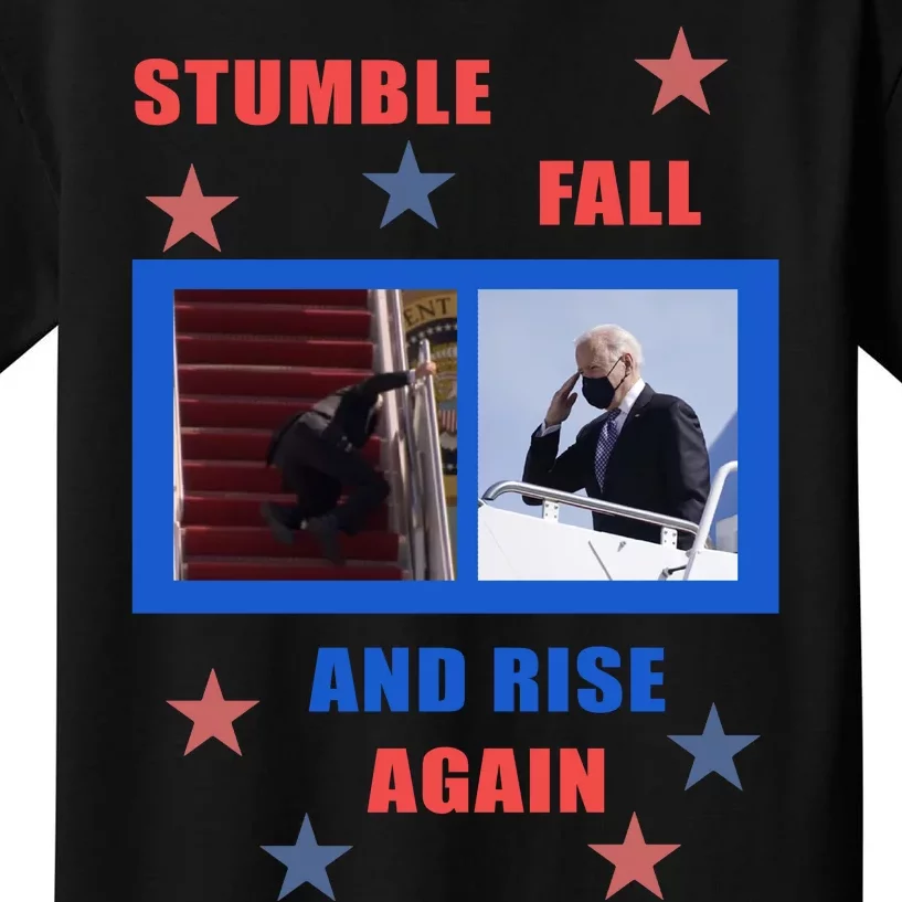 Stumble Fall And Rise Again Funny Biden Meme Kids T-Shirt