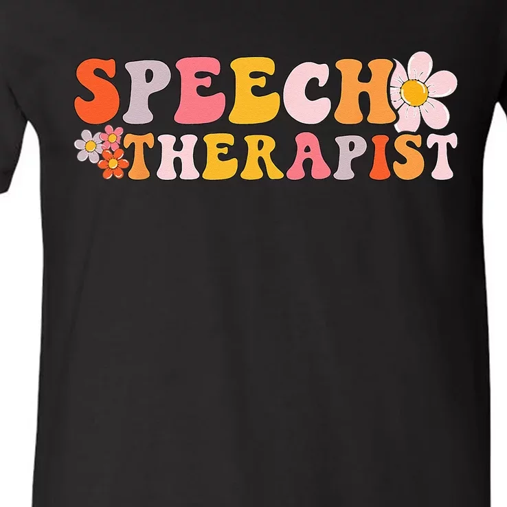 Speech Therapy Vintage Language Pathologist Speech Therapist V-Neck T-Shirt