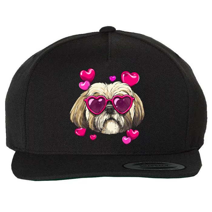 Shih Tzu Valentines Day Heart Dog Lover Gift Wool Snapback Cap