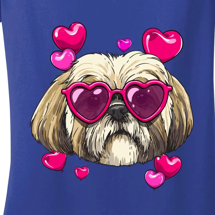 Shih Tzu Valentines Day Heart Dog Lover Gift Women's V-Neck T-Shirt