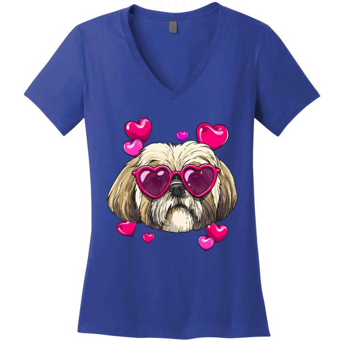 Shih Tzu Valentines Day Heart Dog Lover Gift Women's V-Neck T-Shirt