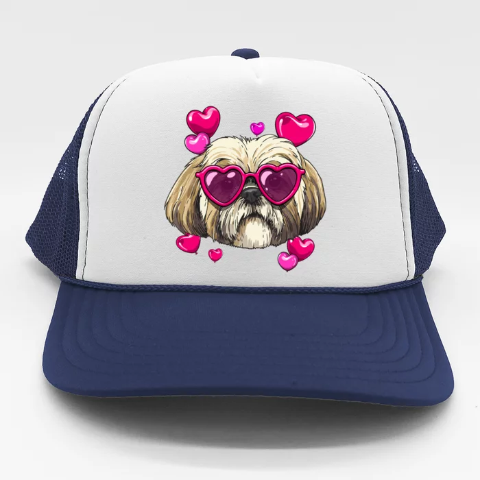 Shih Tzu Valentines Day Heart Dog Lover Gift Trucker Hat