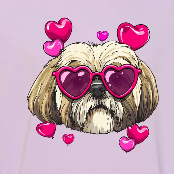 Shih Tzu Valentines Day Heart Dog Lover Gift Garment-Dyed Sweatshirt