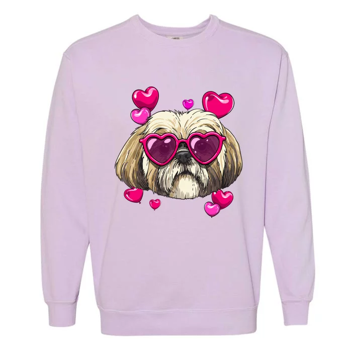 Shih Tzu Valentines Day Heart Dog Lover Gift Garment-Dyed Sweatshirt